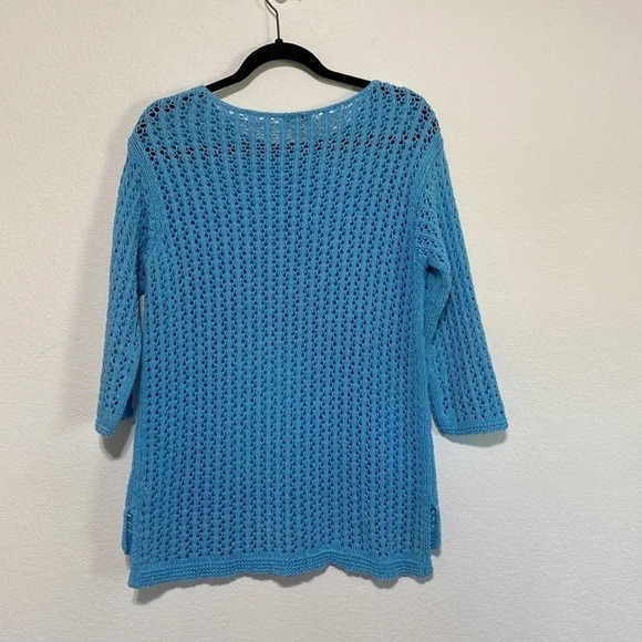J. Jill Open Knit Blue Cotton Blend Sweater Size XS - Picture 2 of 3